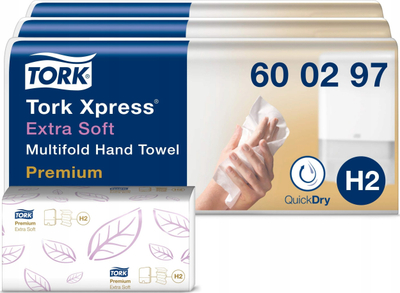 Lecka duarsh Tork Xpress 600297, Premium Extra Soft, multifold H2, të bardha