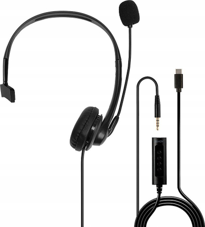Kufje Lindy Monaural, 3.5mm, USB Type C, me mikrofon, të zeza