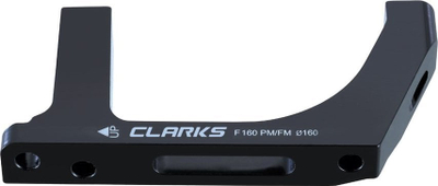 Adapter freni Clarks, Front Flat Mount në Post Mount, për disk 160mm, i zi