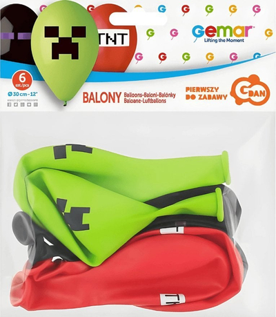 Balona GoDan Premium Balloons Pixels Blocks, 30cm, set me 6 copë, shumëngjyrëshe