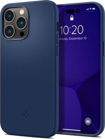 Këllëf telefoni Spigen Silicone Fit MagSafe për iPhone 14 Pro Max, silikon, blu navy