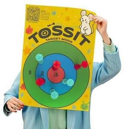 Lojë tavoline Tossit Target & Tic Tac Toe, me kupa thithëse, shumëngjyrëshe