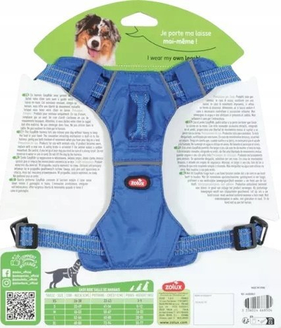 Градиник за кучиња Zolux Easy Ride, систем hands free, рефлектирачки ремени, црн