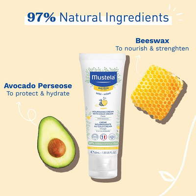 Krem fytyre Mustela Nourishing Cream with Cold Cream, bebe dhe fëmijë, 40ml, e bardhë