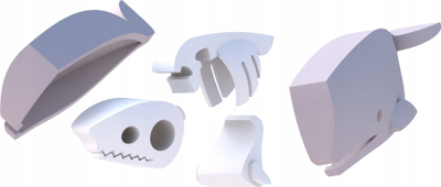 Lodër edukative HalfToys Sperm Whale HOS005, puzzle 3D me magnet, 5 pjesë, lejla