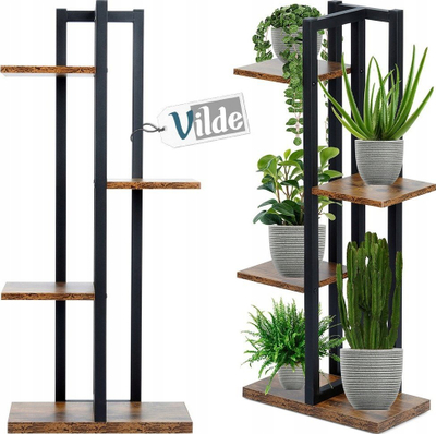 Stendë për lule Vilde Metal, 4 kate, 93 cm, e zezë