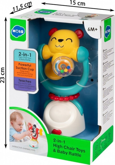 Lodër rrotulluese Hola Toys Teddy Bear, zile me vakum, për beba, shumëngjyrëshe