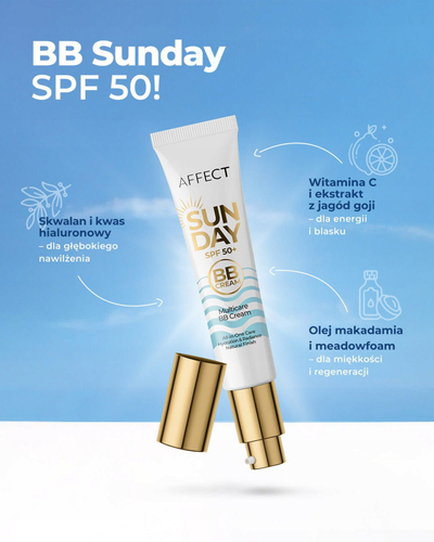 Krem BB për fytyrë Affect SunDay, SPF50, nuancë e çelët