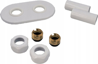 Set mbulues radiatorësh Double Rosette, CU 15x3/4, 50 mm, i bardhë