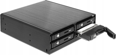 Panel drive bay DeLOCK 47220, 5.25", për 4 disqe 2.5" SATA, i zi