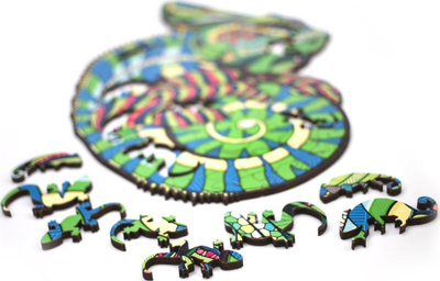 Puzzle druri EWAEco-Wood-Art Chameleon, 111 copa, shumëngjyrësh