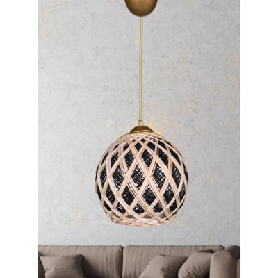 Llambë e varur tavani, litar beige/black, 22×18×20 cm (HM7644.01), bezhë/ zezë