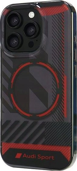 Kapak telefoni Audi IML Sport Hardcase, MagSafe, për iPhone 16 Pro 6.3", i kuq e i zi