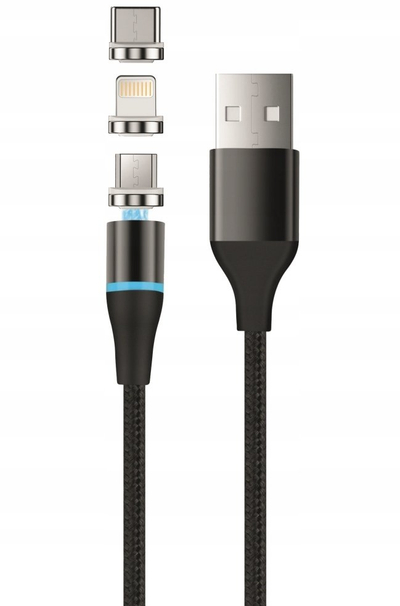 Kabllo magnetike Canyon Setty KBM-01, 3in1 USB-C MicroUSB Lightning, 1m, 2.5A, i zi