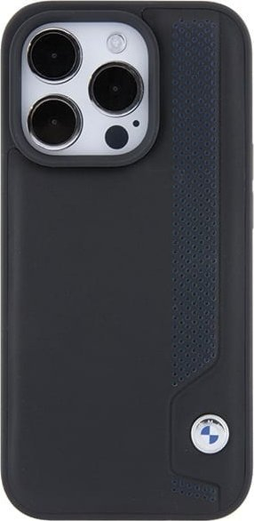 Kuti mbrojtëse BMW BMHCP15X22RBDK për iPhone 15 Pro Max, lëkurë eco, e zezë