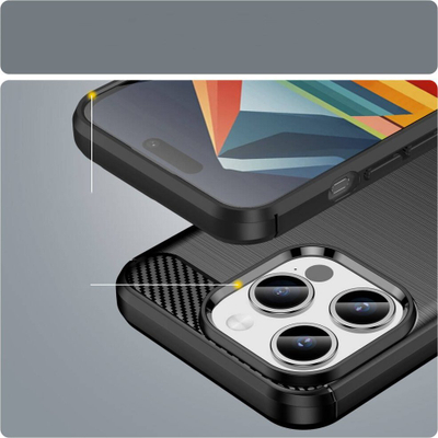 Mbulesë telefoni Nexeri Carbon Armored për Apple iPhone 15 Pro Max, TPU, e zezë