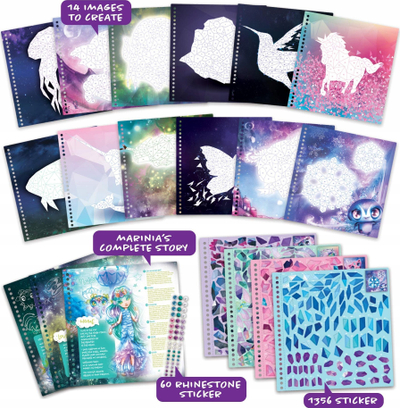 Книга за активности Nebulous Stars Paint by Stickers, 14 страници, 1350 налепници, многу обоена