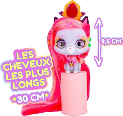 Lodër figurinë mace IMC Toys VIP Pets Cats, flokë 30 cm, aksesorë për stil, shumëngjyrëshe