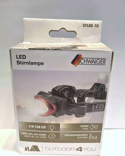 Llambë koke Schwaiger STLED10, LED COB 3W, IPX4, e zezë e kuqe
