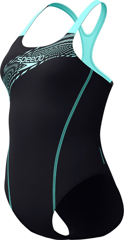 Kostum noti njëtrupësh Speedo Logo, për femra, rezistent ndaj klorit, jeshil