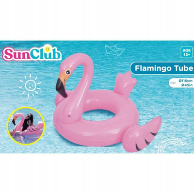 Unazë noti SunClub Flamingo Tube, Ø115cm, vinil, rozë