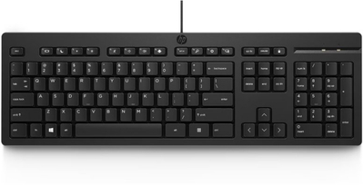 Tastierë HP 125 Wired Keyboard, me kabllo, numpad, e zezë