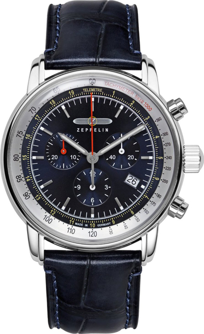 Orë dore Zeppelin 8888-3 LZ 14 Marine, kronograf quartz, 42mm, e zezë