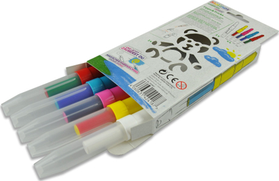 Set stilolapsa airbrush Malinos Magic Teddy, 5 ngjyra, me stencil, për fëmijë 5+