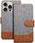 Këllëf libri OEM JEANS për iPhone 17 Air 17 Pro, tre xhepa për karta, gri
