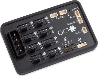 Kontrollues ventilatorësh Aqua Computer OCTO, 8 kanale PWM, USB, i zi
