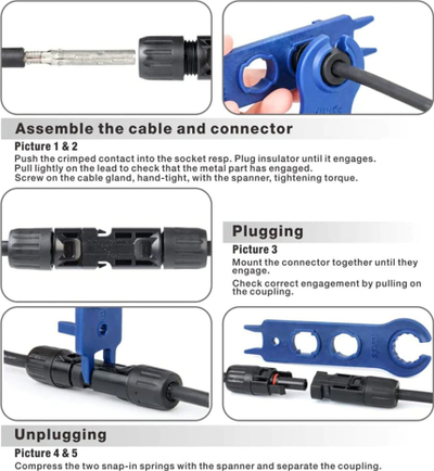 Сет соларни алати EUROKOMP Solar Tool Set Crimper Wrenches MC4 Pv, 7 во 1, со клешти и клучеви MC4