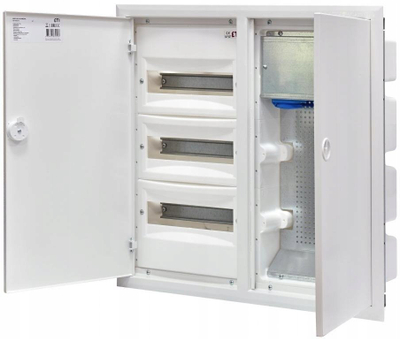 Kasë shpërndarëse hibride ETI ERP12-3-3H, 3x12 module, flush-mounted, e bardhë