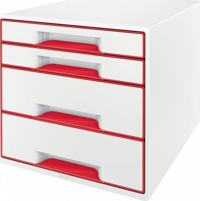 Kabinet me sirtarë Leitz WOW CUBE 52132026, 4 sirtarë, plastikë, blu me të bardhë