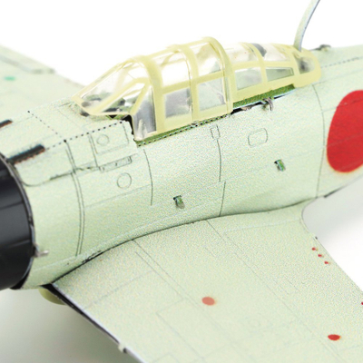 Puzzle metalik 3D Piececool Mitsubishi A6M, model avioni, për zbukurim, jeshil