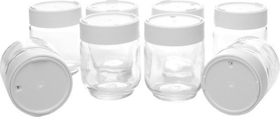 Set kavanozash Rommelsbacher JG8, 8 copë, xham transparent, kapakë të bardhë