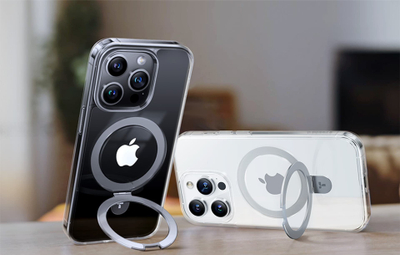 Футрола за телефон Torras UPRO Ostand Clear за iPhone 15 Pro, магнетна, со држач, проѕирна