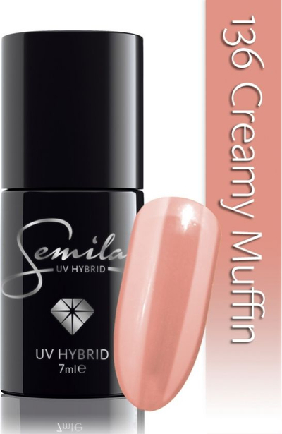 Lак за нокти Semilac 136 Creamy Muffin, хибриден, 7 ml, студена беж нијанса