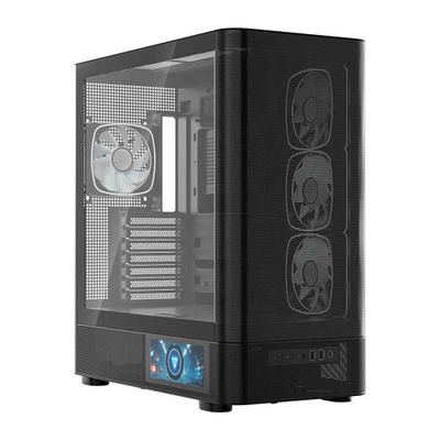 Kuti gaming MODECOM Volcano AQ400 ARGB, MIDI Tower, 4 ventilatorë ARGB, e zezë
