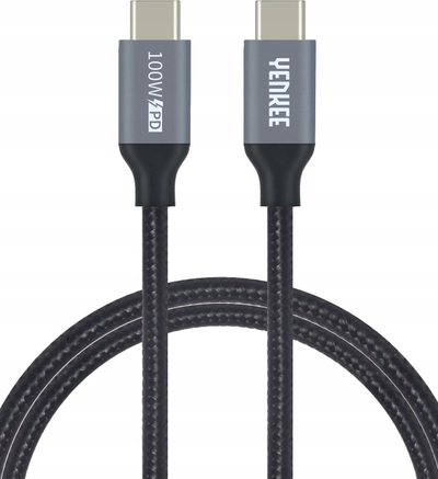 Kabllo USB-C Yenkee YCU 341, USB-C me USB-C, 1.5 m, 100 W, gri