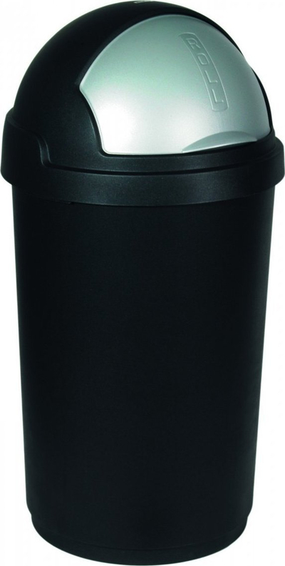 Kosh mbeturinash Curver Rolling Lid, 50L, e zezë argjendtë