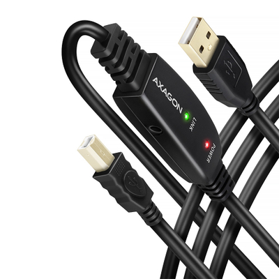 Kabllo USB Axagon ADR-215B, USB-A me USB-B, 15m, e zezë