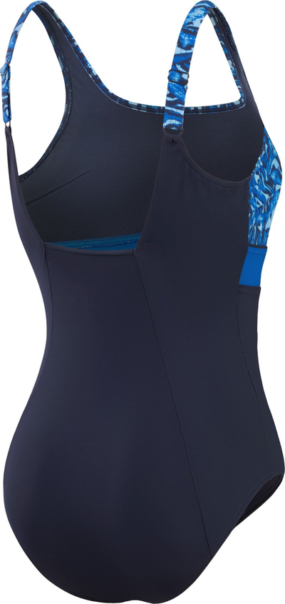 Kostum noti Speedo Centre Eclipse për goca, njëpjesësh, me rripa që rregullohen, blu navy