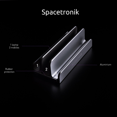 Mbajtëse vertikale për laptop Spacetronik SPP-111S, alumin, ngjyrë argjendi