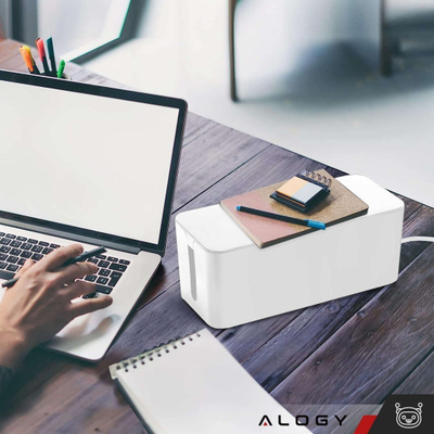 Организациона кутија за кабли Alogy Box Large L, 40 cm, ПВЦ пластика, бела