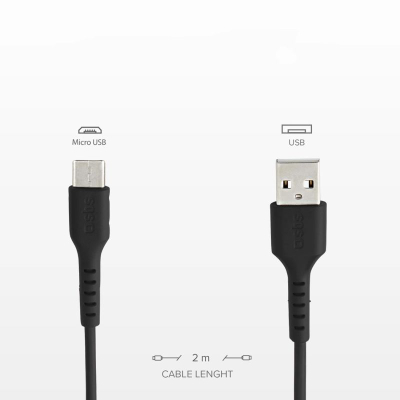 Kabllo USB SBS Mobile, USB A në Micro USB, 2m, e zezë