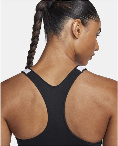 Спортски градник Nike Training Racer Neck, средна потпора, без жици, црн
