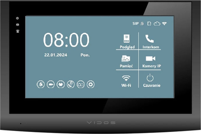 Monitor video interfoni Vidos 2IP M200B, 7", ekran me prekje, i zi
