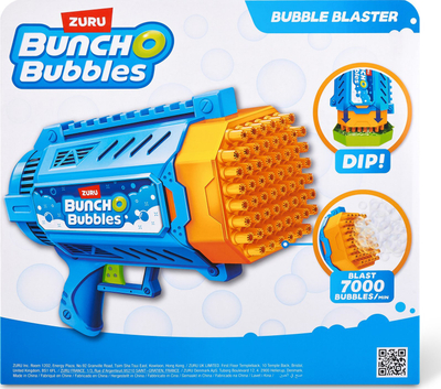 Lodër pistoletë flluskash Zuru Bunch O Bubbles Blaster Medium, motorike, me solucion, blu portokalli