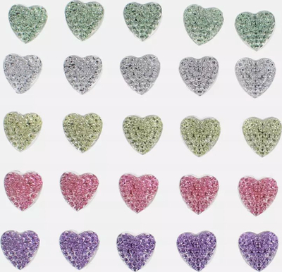 Ornamente dekorative me ngjitje CRAFT WITH FUN Crystals Heart, set me 25 copë, për Shën Valentin, shumëngjyrëshe