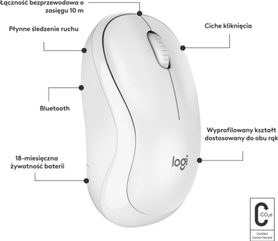 Komplet maus Logitech M240 Silent, wireless, i bardhë, me Studio Series MID gri